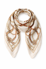 Sjaal - Klassiek - Ruiterontwerp - Bruin - Creme