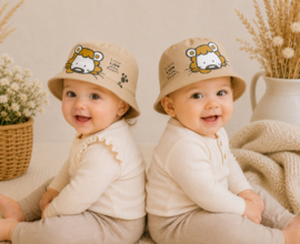 Baby zonnehoedje Little Lion zandkleur van katoen | Fancy4all