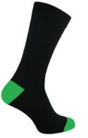 Neon sokken 6 paar zwart met gekleurde  hiel en teen maat 39 - 46