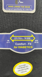 Diabetes sokken EXTRA WIJD, 3 paar zwart, donkerblauw, grijs, non elastic boorden en handgenaaide teennaad, mt 39 - 45