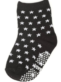 4812 antislip sokken zwart met lichtgrijze sterren