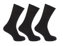 100% katoenen heren sokken 3 paar zwart, non elastic boorden  mt 39 - 45