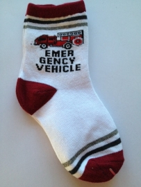 6017 sokken maat 31 - 34 wit rood met brandweer auto