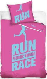 Run your own race dekbedovertrek roze