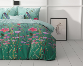 Nieuwe collectie dekbedovertrek - Flower & birds turquoise - 2 persoons- met 2 kussenslopen