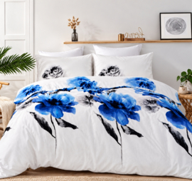 Loves Home dekbedovertrek – blauwe bloemen – eenpersoons