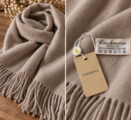 Superzachte sjaal met cashmere – taupe