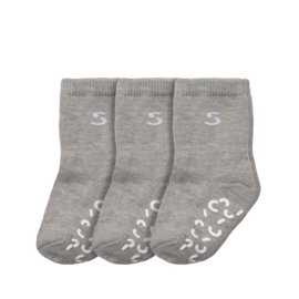 STUCKIES® anti slip sokken set van 3 paar grijs (FOSSIL) maat 19/21