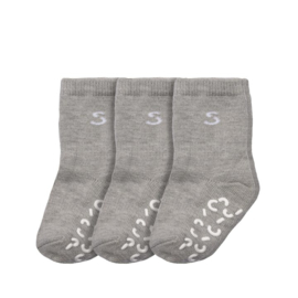 STUCKIES® anti slip sokken set van 3 paar grijs (FOSSIL) maat 22/24