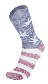 Cannabis sokken rood wit blauw  met witte wiet bladeren maat 40 - 45