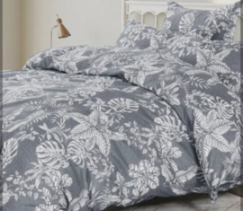 Loves Home collectie dekbedovertrek - Botanische grijs-witte print - eenpersoons met 1 kussensloop
