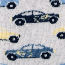 Ewers SOFTSTEP anti slip sokken grijs met blauw en gele auto print - maat 21/22