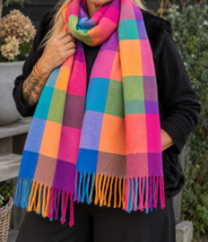 Warme dames sjaal met grote ruit Multicolor