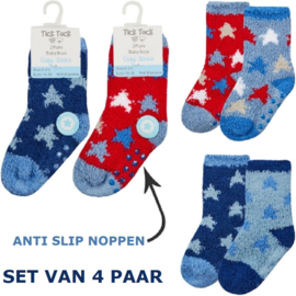 Anti slip fluffy baby sokjes - set van 4 paar - maat 15-18