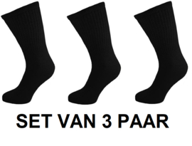 Diabetes sokken BIG FOOT + EXTRA WIJD, 3 paar zwart, non elastic boorden en handgenaaide teennaad, mt 45 - 49