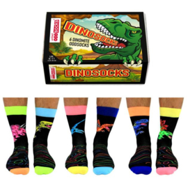 Oddsocks Mismatched sokken - Cadeaudoos met 6 verschillende sokken - Dino Socks - maat 39 - 46
