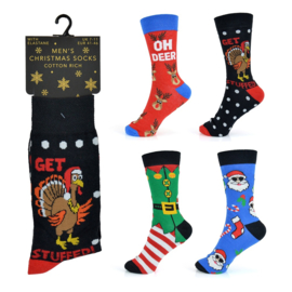 Set van 4 paar FUN kerst sokken maat 41 - 46