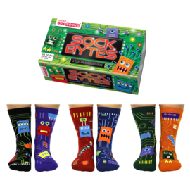 Oddsocks Bytes - Mismatched sokken - Cadeau doos met 6 verschillende mismatch sokken - maat 31 tot 38