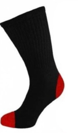 Diabetes sokken EXTRA WIJD, 3 paar zwart met gekleurde hiel en teen,  rood-lichtroze-oranje, non elastic boorden en hand genaaide teennaad, mt 37 - 42