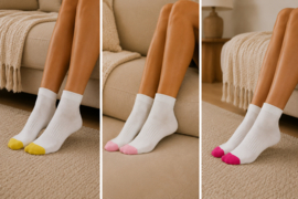 Bamboe Sneaker sokken - set van 3 paar - wit met kleurtjes - maat 37 / 42