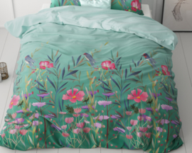 Nieuwe collectie dekbedovertrek - Flower & birds turquoise - 2 persoons- met 2 kussenslopen