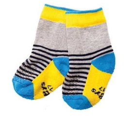 Ewers anti slip sokken Krabbelfix blauw / grijs / geel maat 18-19