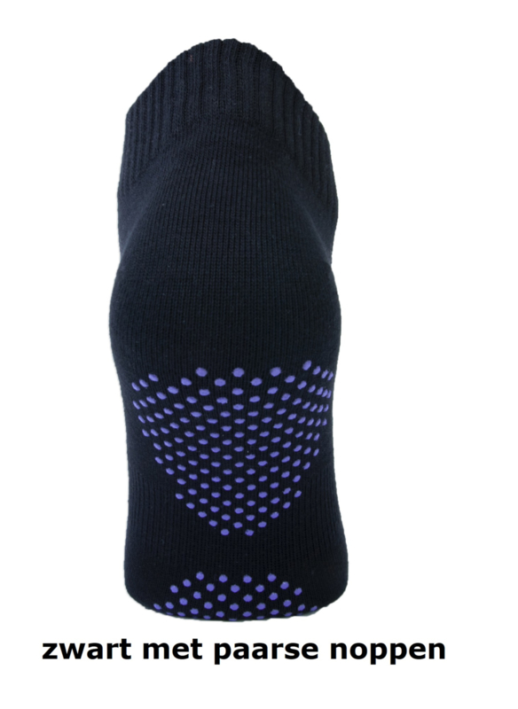 Antislip bio katoen sokken -yoga -pilates - gym - maat 35/38  zwart met paarse noppen