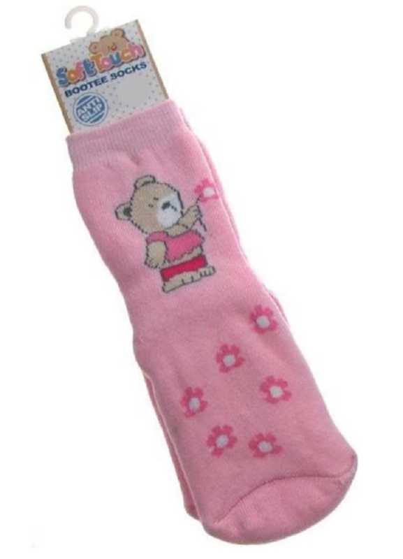 4786 Soft Touch anti slip pantoffel sokken roze beer maat 17-18 (6 tot 12 mnd)