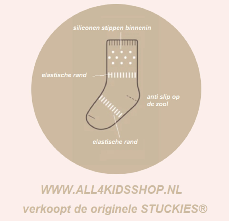 voorbeeld Auto Bestuiven STUCKIES® anti slip sokken in wit (WHITE) maat 22/24 | STUCKIES® anti slip  sokken | All4kidsshop.nl