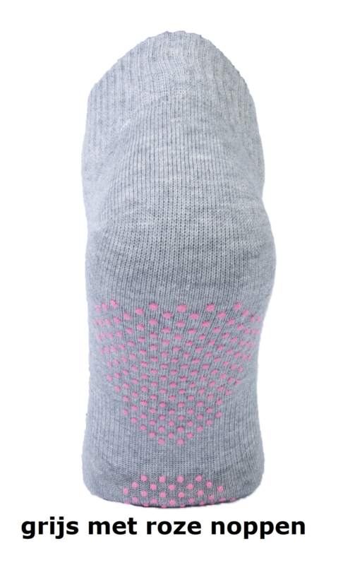 Antislip bio katoen sokken -yoga -pilates - gym - maat 35/38  grijs met roze noppen