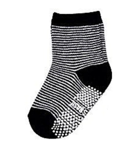 4806 antislip sokken donker / offwhite fijn gestreept