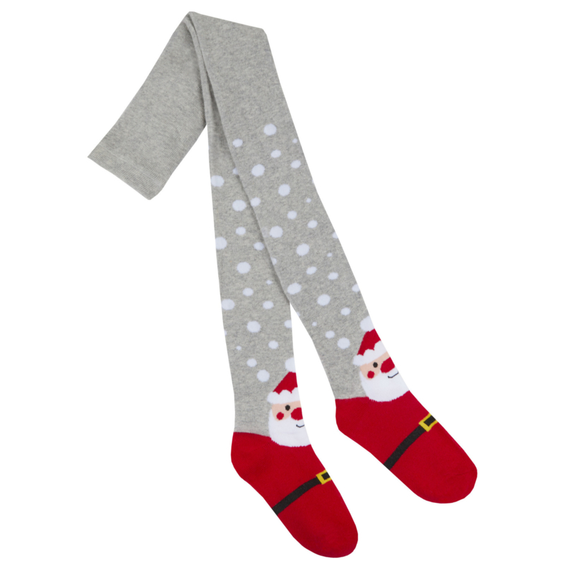 kerst kinder maillot grijs met wit kerstman afbeelding voor 7 tot 8 jaar | Kniekousen, en leggings | All4kidsshop.nl