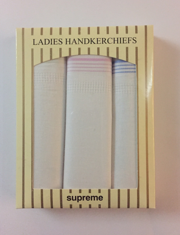 Cadeau doosje met 3 dames zakdoeken met streepjes - 100% katoen