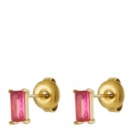 Rechthoekige Roze Zirkonia Oorknoppen Stainless Steel goud