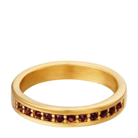 Ring goud kleurig staal met fuchsia roze zirkonia's | Ringmaat 16