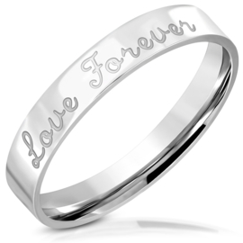 Ring Zilver Edelstaal met de tekst "Love Forever" - Ringmaat 17