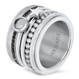 Goudkleurige stalen ring iXXXi Jewelry met ster - maat 17 + 18 Let op vulring! + 19