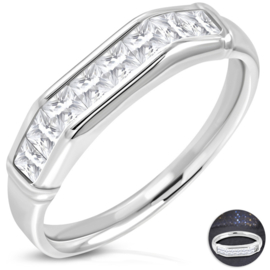 Zirkonia ring dames - Zilver staal