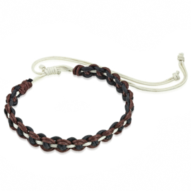 Geknoopte Macramé armband wit bruin zwart