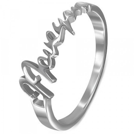 Stalen dames ring " I love you " maat 18