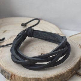 Zwarte leren surf armband mannen