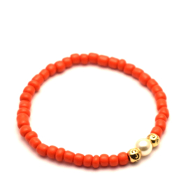 Armband kinderen koraalrood met glas parel Naomy