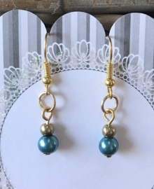 Pearly Blue dames oorbellen gold plated