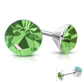 Groene stalen oorbellen met kristallen