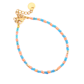 Dames kralen armband Miyuki rocailles Rvs goud Oranje Turquoise