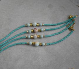 Turquoise Miyuki kralen armband dames Goud staal natuursteen kraal