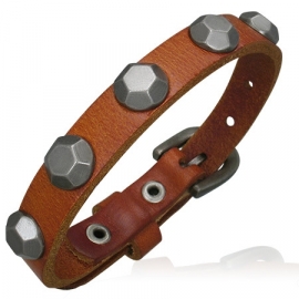 Bruine leren armband met studs