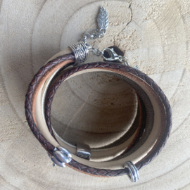 Idhuna Wikkelarmband dames bruin met bedels
