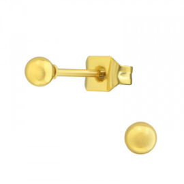 Zweerknopjes goud ronde bol oorstekers rvs klein 3 mm