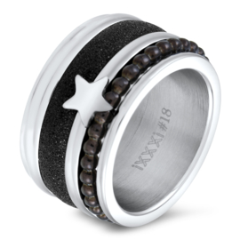 Goudkleurige stalen ring iXXXi Jewelry met ster - maat 17 + 18 Let op vulring! + 19